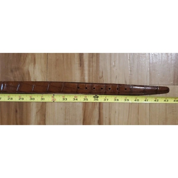 Trafalgar Leather Embossed Belt Size 36 Cognac Solid Brass Buckle Made in USA - Picture 6 of 10